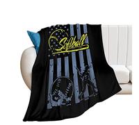 Bandiera da softball degli Stati Uniti 80"x60" Coperta in flanella per divano e camera da letto