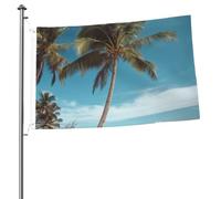 Bandiera da spiaggia con albero di cocco, stampa su entrambi i lati, bandiera da giardino, bandiera da cortile per esterni, bandiere per vacanze, banner regalo con occhielli sfondo fotografico per