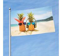 Bandiera da spiaggia con due ananas, resistente alle intemperie, resistente alle intemperie, leggera, ad asciugatura rapida, per veranda, balcone, giardino