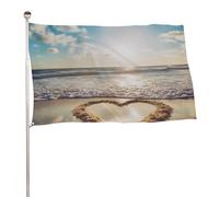 Bandiera da spiaggia romantica a forma di cuore 152,4 x 243,8 cm, stampa su entrambi i lati, bandiera decorativa da giardino, non sbiadisce, con occhielli in ottone da appendere, sfondo fotografico