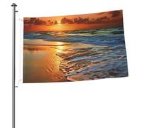 Bandiera da spiaggia serale con acqua di mare, 2x3 piedi, stampa fronte-retro, per esterni, con occhielli, sfondo fotografico per decorazioni interne ed esterne.