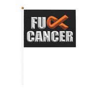Bandiera da sventolare a mano bifacciale "Fanculo la leucemia e il cancro", 5,5x8,2 pollici.