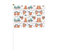 Bandiera da sventolare a mano su entrambi i lati con stampa bradipo marrone, colori vivaci, per tornei sportivi e partite