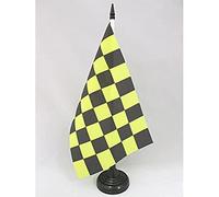 BANDIERA DA TAVOLO A SCACCHI NERI E GIALLI ORO 21x14cm - PICCOLA BANDIERINA SCACCHIERA NERA E GIALLA ORO 14 x 21 cm - AZ FLAG