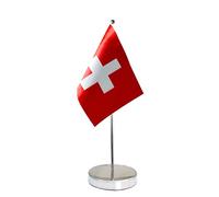 Bandiera da tavolo della Svizzera, 22,9 x 15,2 cm, con base in acciaio inossidabile e asta regolabile