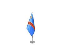 BANDIERA DA TAVOLO DI PRESTIGIO REPUBBLICA DEMOCRATICA DEL CONGO 22x15cm in RASO - PICCOLA BANDIERINA CONGOLESE 15 x 22 cm - AZ FLAG