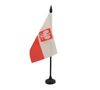 BANDIERA DA TAVOLO POLONIA CON AQUILA 15x10cm - PICCOLA BANDIERINA POLACCA CON STEMMA 10 x 15 cm - AZ FLAG