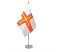 Bandiera da tavolo premium Guernsey Channel Islands satinata e cromata