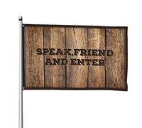 Bandiera da uomo con scritta "Speak Friend and Ente" (lingua italiana non garantita), accessorio per bar e patio, per stanza dei ragazzi (120 x 180 cm)