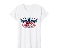 Bandiera da Uomo Patriotic Proud American Eagle Stars USA Maglietta, Donna, Bianco, S