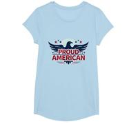 Bandiera da Uomo Patriotic Proud American Eagle Stars USA Maglietta, Ragazze, Celeste, L
