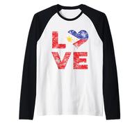 Bandiera d'Amore delle Filippine Vintage Maglia con Maniche Raglan