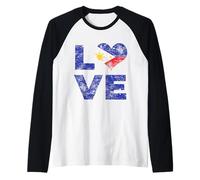 Bandiera d'Amore delle Filippine Vintage Maglia con Maniche Raglan