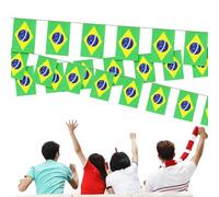 Bandiera d'Brésil,Piccole Bandiere Brésil,ghirlanda rettangolare con bandiera del Brasile, bandiera del Brasile, 14 x 21 cm, lunghezza 5 metri, 20 pezzi