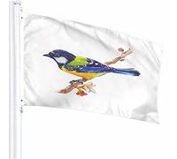 Bandiera Decor 3x5 Ft Ramo Floreale Colore Animale Piuma Occhio Schizzo Albero Legno Selvaggio Poliestere Motivo Stampato Decorazioni per Esterni per Case e Giardini