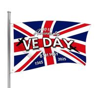 Bandiera decorativa 80ª Giornata della vittoria 2025 Bandiera 80ª | 2025 Europe Ve Day Banner | Strumento di decorazione in poliestere per varie feste, celebrazioni, riunioni