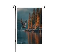 Bandiera decorativa a doppia faccia con l'aquila sul lago - Striscione da giardino, perfetto per interni ed esterni, disponibile in due misure