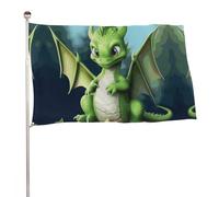 Bandiera decorativa a forma di drago, 89 x 150 cm, stampa su entrambi i lati, bandiera decorativa da giardino, non sbiadisce, con occhielli in ottone, sfondo fotografico da appendere, per interni ed