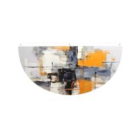 Bandiera decorativa a forma di mezzo ventaglio con dipinto astratto grigio e giallo, 90x180 cm, in poliestere resistente allo sbiadimento con tre occhielli, ideale per carri al rici di festival, sfil