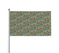Bandiera decorativa astratta geometrica moderna vintage da esterno, 3x5 piedi, bandiera in poliestere monofacciale, occhielli in metallo, macchina per le vacanze