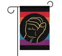 Bandiera Decorativa Black Power Fist Blm Pride Rainbow Con 2 Occhielli Bandiera Di Benvenuto Doppia Faccia Bandiere Giardino Per Festa Letto Domestiche 12X18 Inch