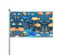 Bandiera decorativa blu subacquea con mondo dei pesci, per esterni, 9 x 1,5 m, resistente, non sbiadisce, per matrimoni e anniversari all'aperto