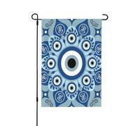 Bandiera Decorativa Blue Evil Eye Mandala Appendere Bandiera Verticale Con 2 Occhielli Decorazioni Da Esterno Per Strada Parete Balcone 12X18 Inch