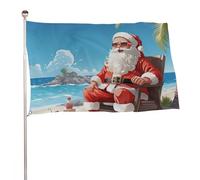 Bandiera decorativa con Babbo Natale in spiaggia, 119,4 x 177,8 cm, stampa su entrambi i lati, bandiera decorativa da giardino, non sbiadisce, con occhielli in ottone, sfondo fotografico da appendere