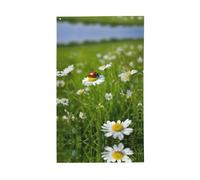 Bandiera decorativa con coccinella e margherita, per tutte le stagioni, stampa su un solo lato, per interni ed esterni, display trasparente