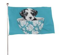 Bandiera decorativa con cucciolo in coppa, 152,4 x 243,8 cm, stampa su entrambi i lati, bandiera decorativa da giardino, non sbiadisce, con occhielli in ottone, sfondo fotografico da appendere, per