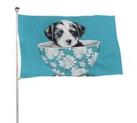 Bandiera decorativa con cucciolo in coppa, 61 x 88,9 cm, stampa su entrambi i lati, bandiera decorativa da giardino, non sbiadisce, con occhielli in ottone, sfondo fotografico da appendere, per