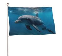 Bandiera decorativa con delfini nella bandiera, 119,4 x 177,8 cm, stampa su entrambi i lati, non sbiadisce, con occhielli in ottone, sfondo fotografico da appendere, per interni ed esterni