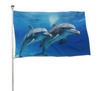 Bandiera decorativa con delfini nella bandiera, 119,4 x 177,8 cm, stampa su entrambi i lati, non sbiadisce, con occhielli in ottone, sfondo fotografico da appendere, per interni ed esterni