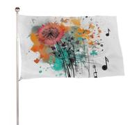 Bandiera decorativa con denti di leone e note musicali, 119,4 x 177,8 cm, stampa su entrambi i lati, bandiera decorativa da giardino, non sbiadisce, con occhielli in ottone, sfondo fotografico da