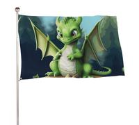 Bandiera decorativa con drago carino, 61 x 88,9 cm, stampa su entrambi i lati, bandiera decorativa da giardino, non sbiadisce, con occhielli in ottone da appendere, sfondo fotografico per interni ed
