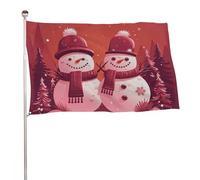 Bandiera decorativa con due pupazzi di neve insieme, 61 x 88,9 cm, stampa su entrambi i lati, bandiera decorativa da giardino, non sbiadisce, con occhielli in ottone da appendere, sfondo fotografico
