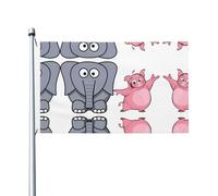 Bandiera decorativa con elefanti e maialini, 9 x 1,5 m, con occhielli, adatta per interni ed esterni