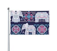 Bandiera decorativa con elefanti viola, 9,1 x 1,5 m, con occhielli, adatta per interni ed esterni