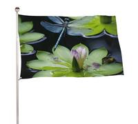 Bandiera decorativa con libellula che vola sopra, 89 x 150 cm, stampa su entrambi i lati, bandiera decorativa da giardino, non sbiadisce, con occhielli in ottone, sfondo fotografico da appendere, per