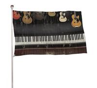 Bandiera decorativa con motivo pianoforte a chitarra, 61 x 88,9 cm, stampa su entrambi i lati, bandiera decorativa da giardino, non sbiadisce, con occhielli in ottone da appendere, sfondo fotografico