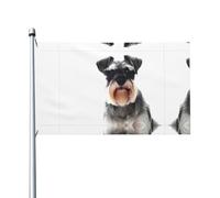 Bandiera decorativa con motivo schnauzer ben educato, 90 x 1,5 m, con occhielli, adatta per interni ed esterni