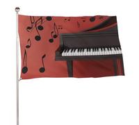Bandiera decorativa con note musicali e pianoforte, 119,4 x 177,8 cm, stampa su entrambi i lati, bandiera decorativa da giardino, non sbiadisce, con occhielli in ottone, sfondo fotografico da