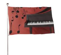 Bandiera decorativa con note musicali e pianoforte, 89 x 150 cm, stampa su entrambi i lati, bandiera decorativa da giardino, non sbiadisce, con occhielli in ottone da appendere, sfondo fotografico per