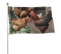 Bandiera decorativa con polli da fattoria, 89 x 150 cm, stampa su entrambi i lati, bandiera decorativa da giardino, non sbiadisce, con occhielli in ottone, sfondo fotografico da appendere, per interni