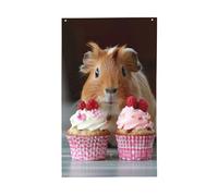 Bandiera decorativa con porcellini d'India e Cupcakes per tutte le stagioni, stampa su un solo lato, per interni ed esterni, display trasparente
