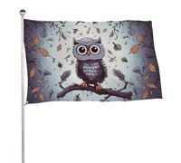 Bandiera decorativa con rami di gufo, 152,4 x 243,8 cm, stampa su entrambi i lati, bandiera decorativa da giardino, non sbiadisce, con occhielli in ottone, sfondo fotografico da appendere per interni