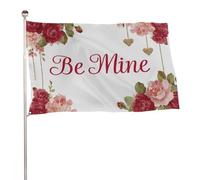 Bandiera decorativa con scritta "Be Mine", con rose rosse, 9 x 1,5 m, per esterni, giardino, bandiera, decorazione per cortile, portico, prato, fattoria