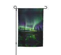 Bandiera decorativa con stampa di luci del nord scure per giardino, prato, villa, per esterni, cortile, casa, patio, prato, decorazione