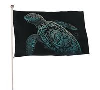 Bandiera decorativa con tartaruga marina verde incandescente, 119,4 x 177,8 cm, stampa su entrambi i lati, bandiera decorativa da giardino, non sbiadisce, con occhielli in ottone, sfondo fotografico