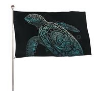 Bandiera decorativa con tartaruga marina verde incandescente, 152,4 x 243,8 cm, stampa su entrambi i lati, bandiera decorativa da giardino, non sbiadisce, con occhielli in ottone, sfondo fotografico